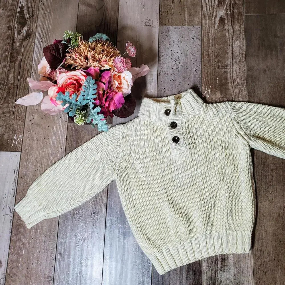 Gymboree Cream Toddler Boys Cable Knit Sweater Size XS (3-4)